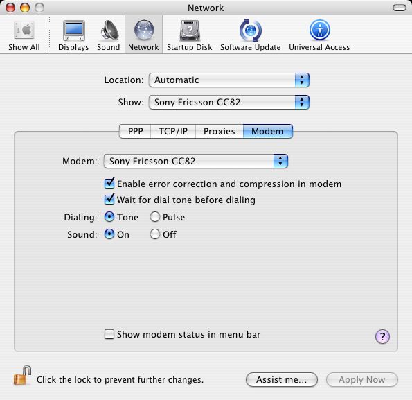 Modem preferences